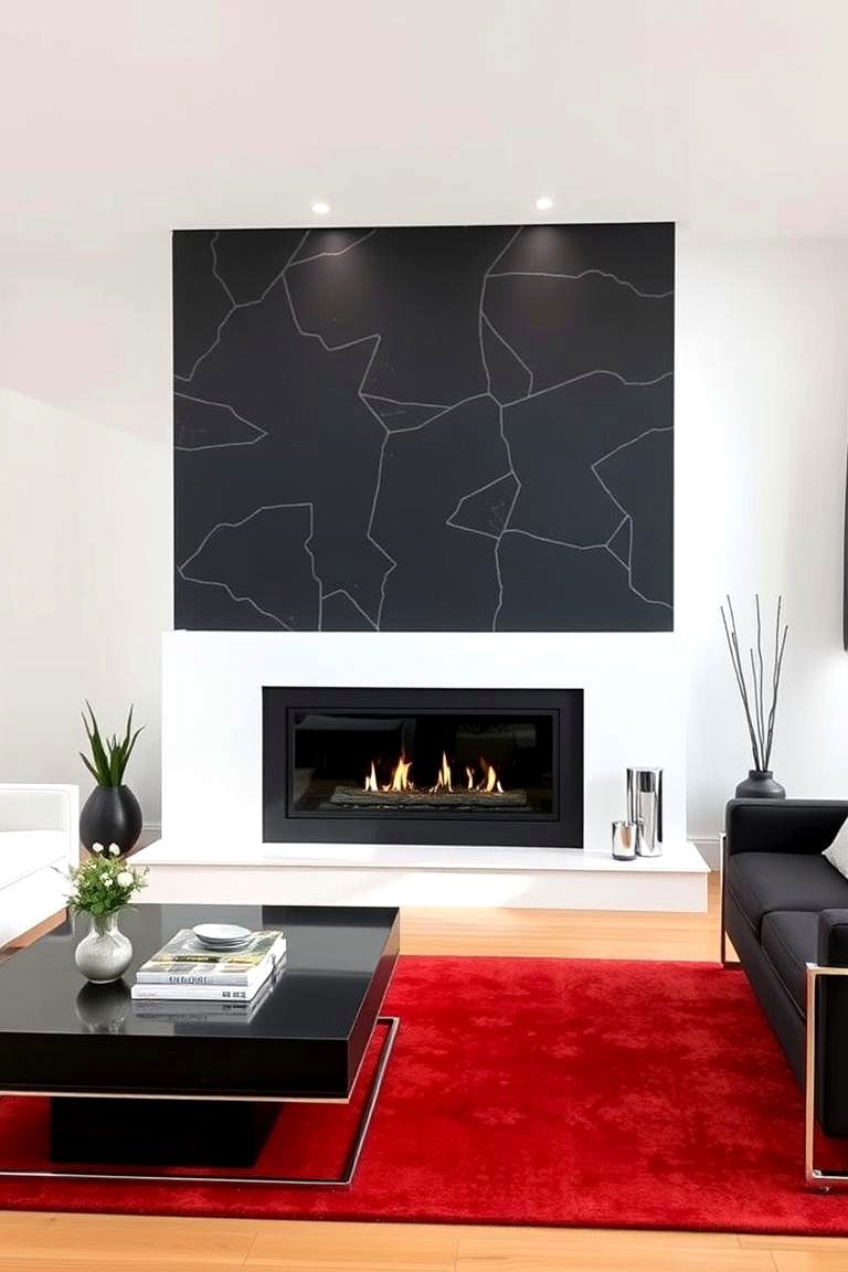 Black Slate and White Contrast - 24 Floor to Ceiling Stone Fireplace Ideas