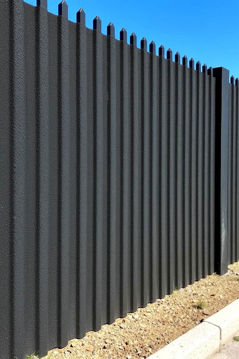 Black Textured Concrete Fence - 24 Black Fence Ideas