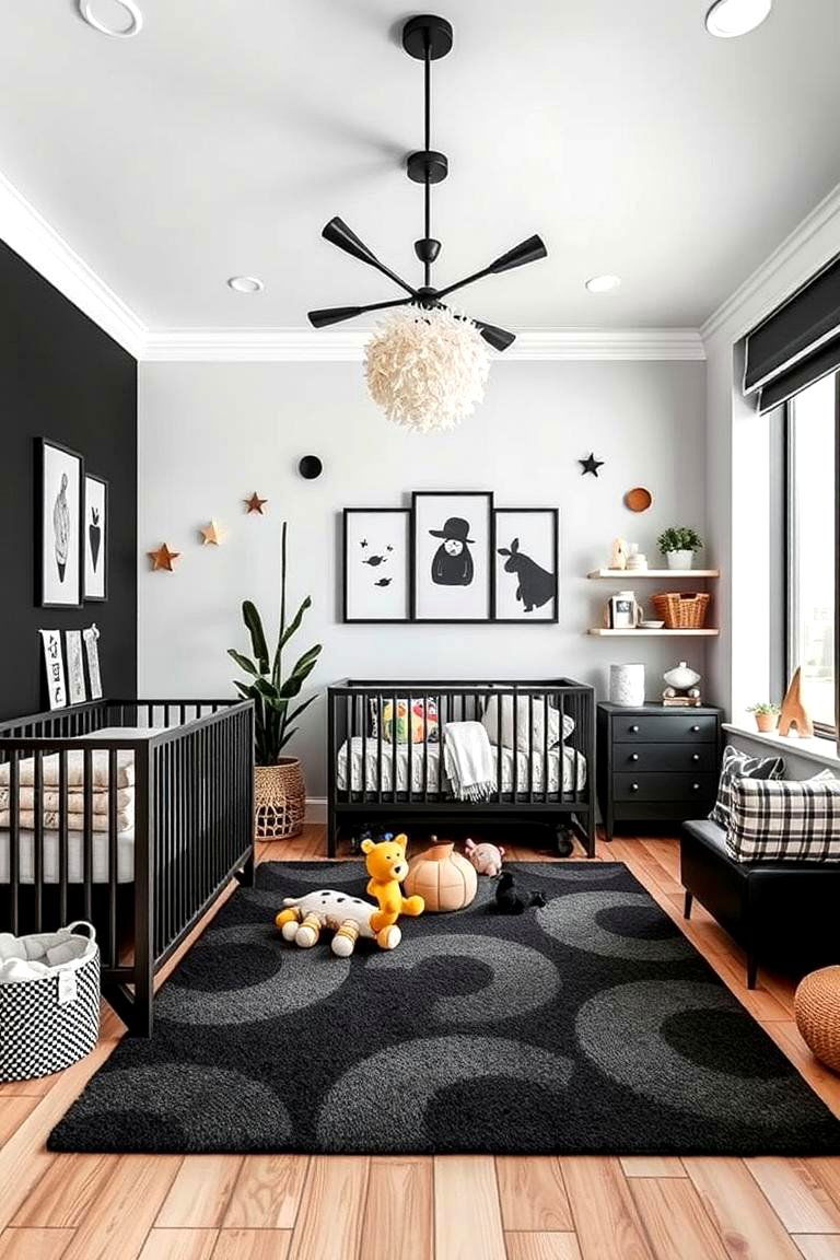 Black Themed Play Area - 24 Black Nursery Ideas