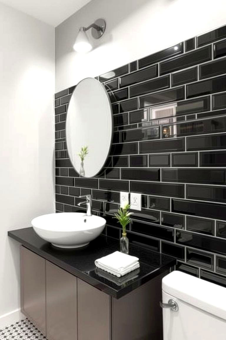 Black Tile Backsplash Brilliance - 24 Black Tile Bathroom Ideas