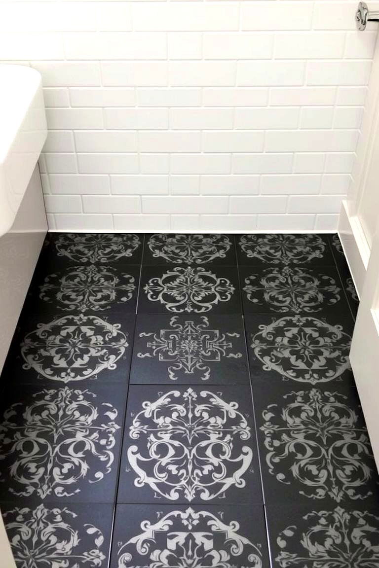 Black Tile Floor Patterns - 24 Black Tile Bathroom Ideas