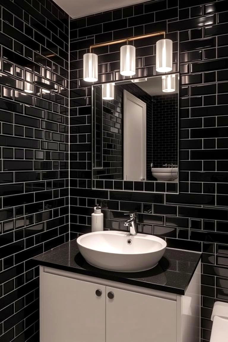 Black Tiles for a Bold Sophisticated Look - 24 Bathroom Backsplash Ideas