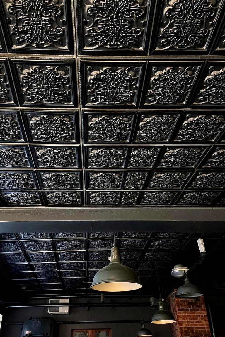 Black Tin Tile Ceiling - 24 Black Ceiling Design Ideas