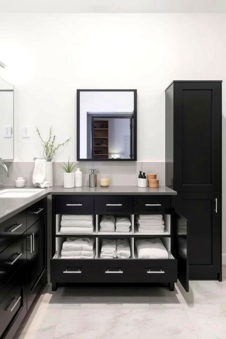 Black Vanity with Smart Storage Solutions - 24 Black Vanity Bathroom Ideas