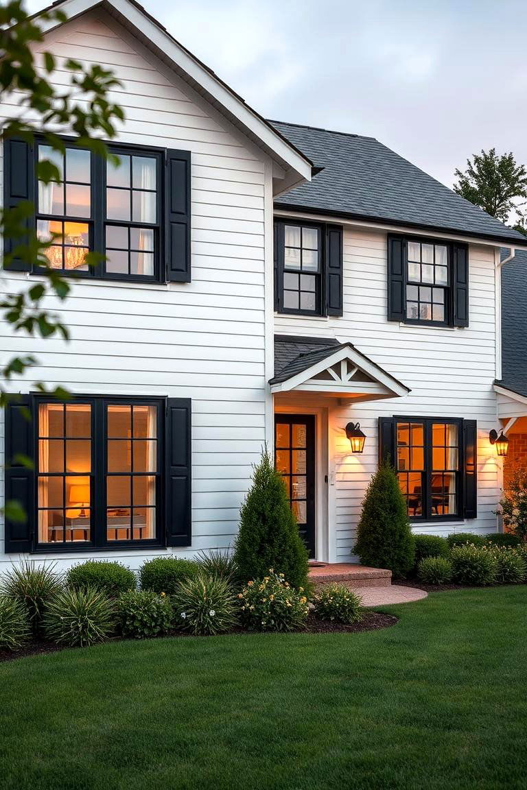 Black Window Frames - 24 Black Modern Farmhouse Exterior Design Ideas
