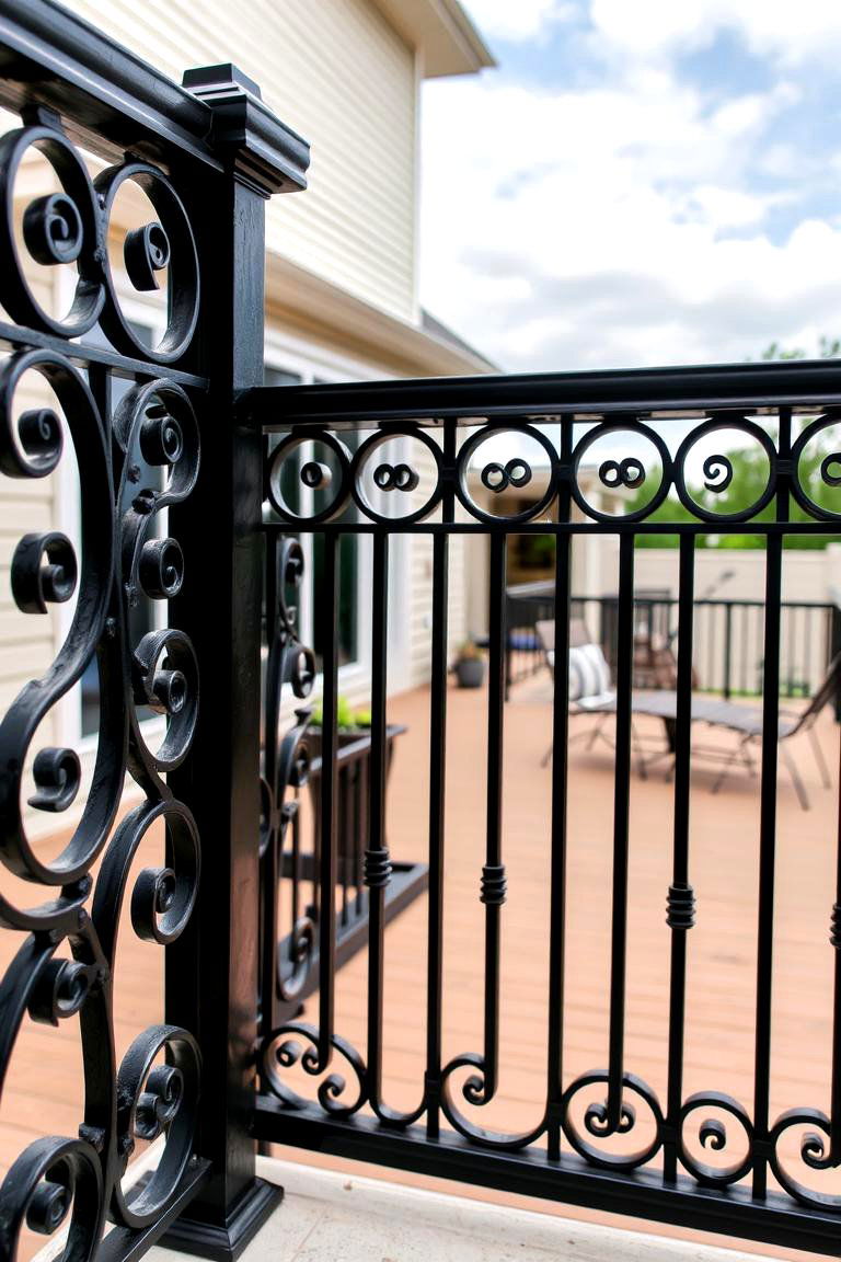 Black Wrought Iron Railing - 24 Black and White Patio Ideas
