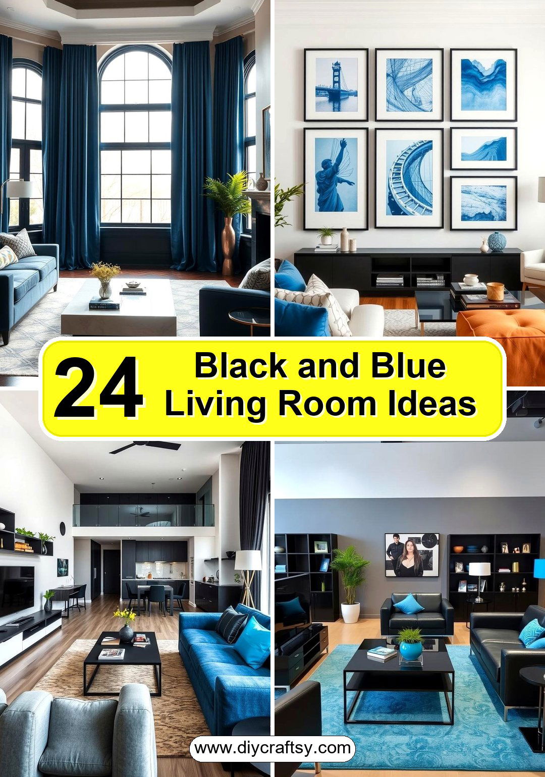 Black and Blue Living Room Ideas