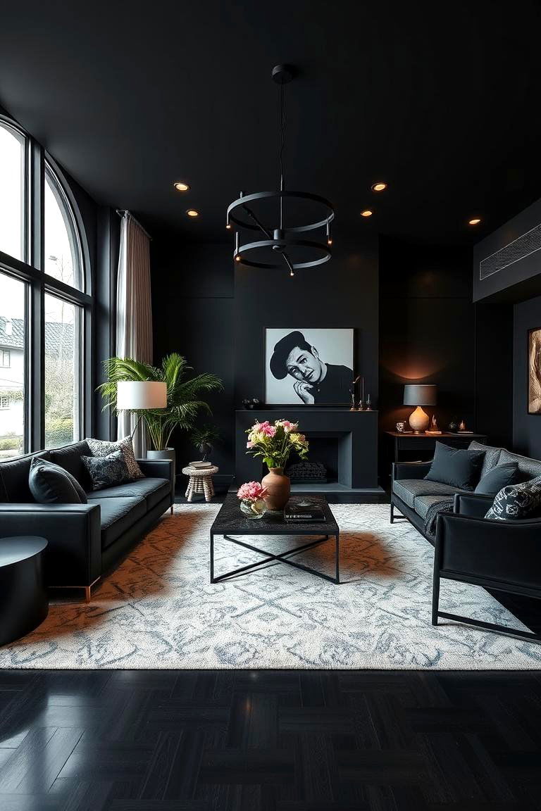 Black and Bold Statements - 24 Dark Living Room Ideas