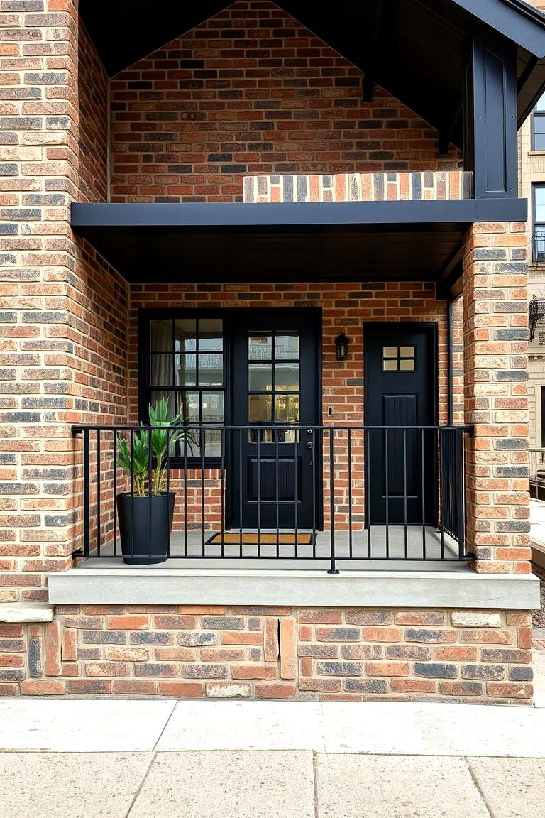 Black and Brick Fusion Porch - 24 Black Porch Ideas