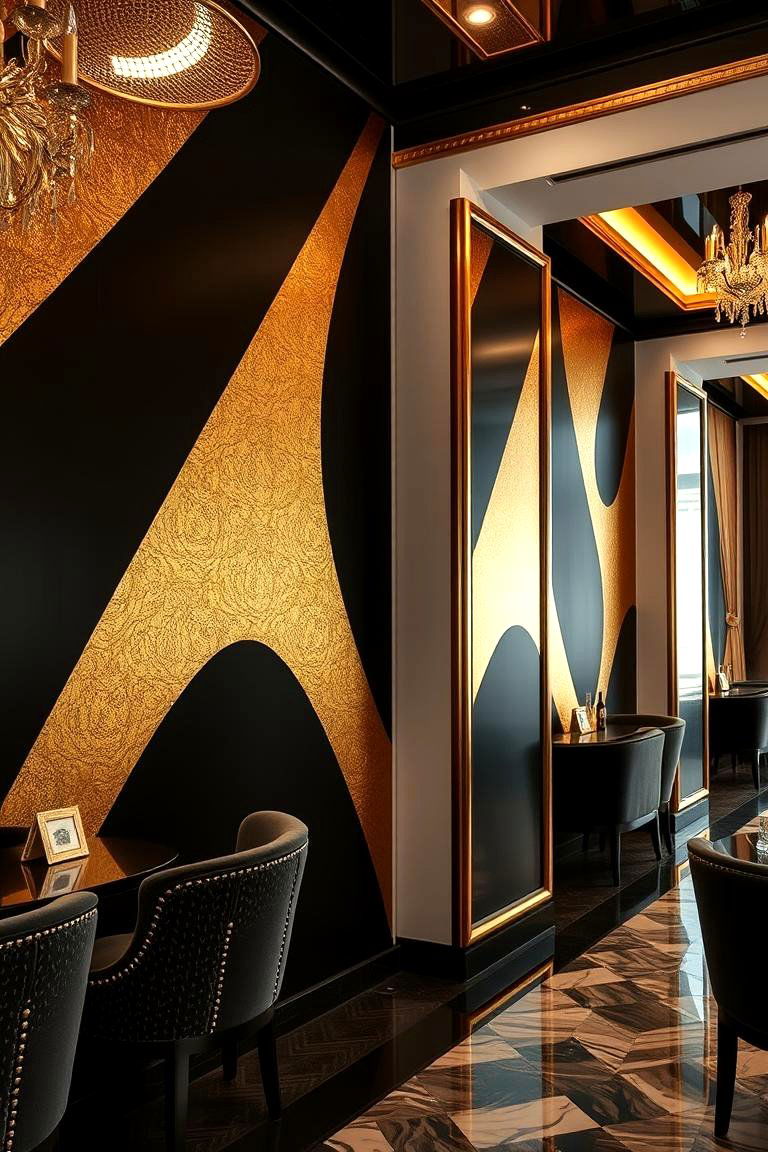 Black and Gold Accents Wall - 24 Black Accent Wall Ideas