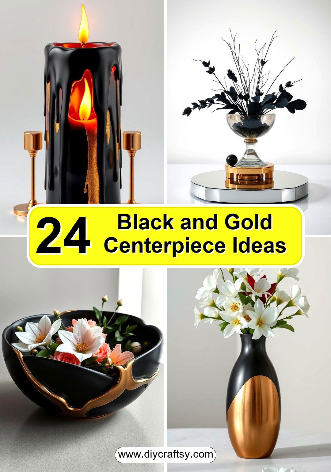 Black and Gold Centerpiece Ideas