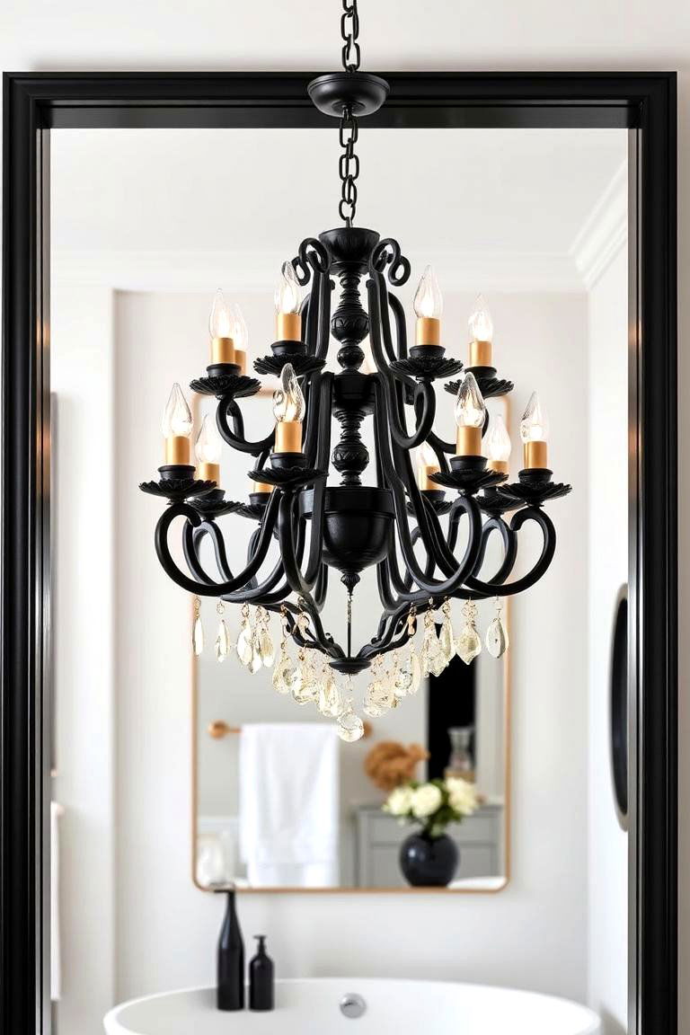 Black and Gold Chandelier - 24 Bathroom Chandelier Ideas