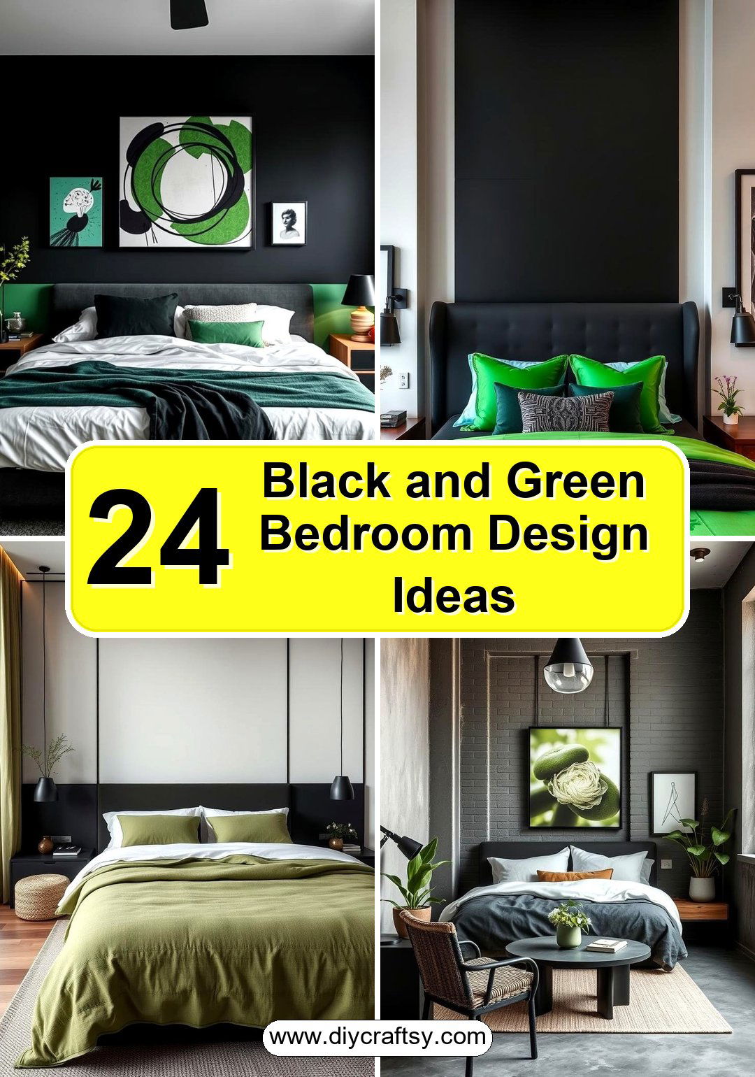 Black and Green Bedroom Design Ideas