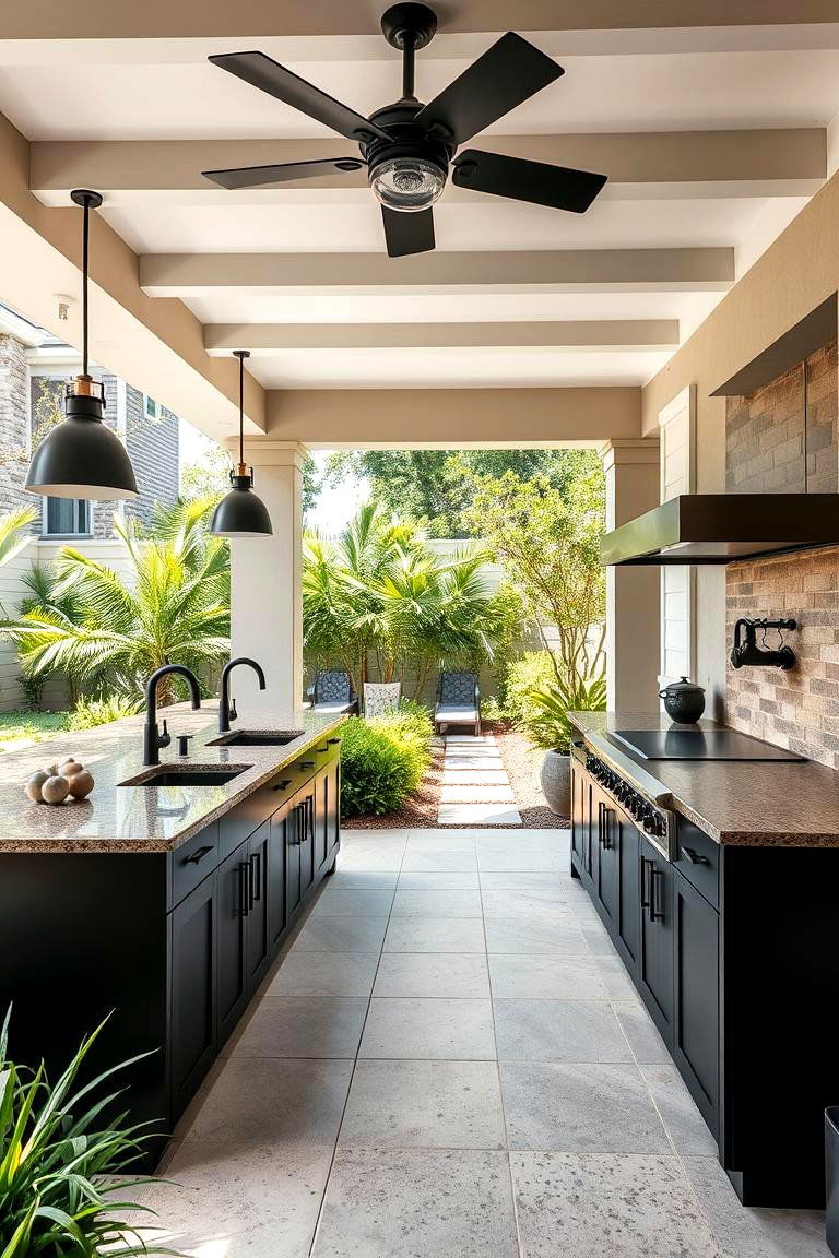 Black and Green Outdoor Kitchen Connection - 24 Black and Green Kitchen Ideas