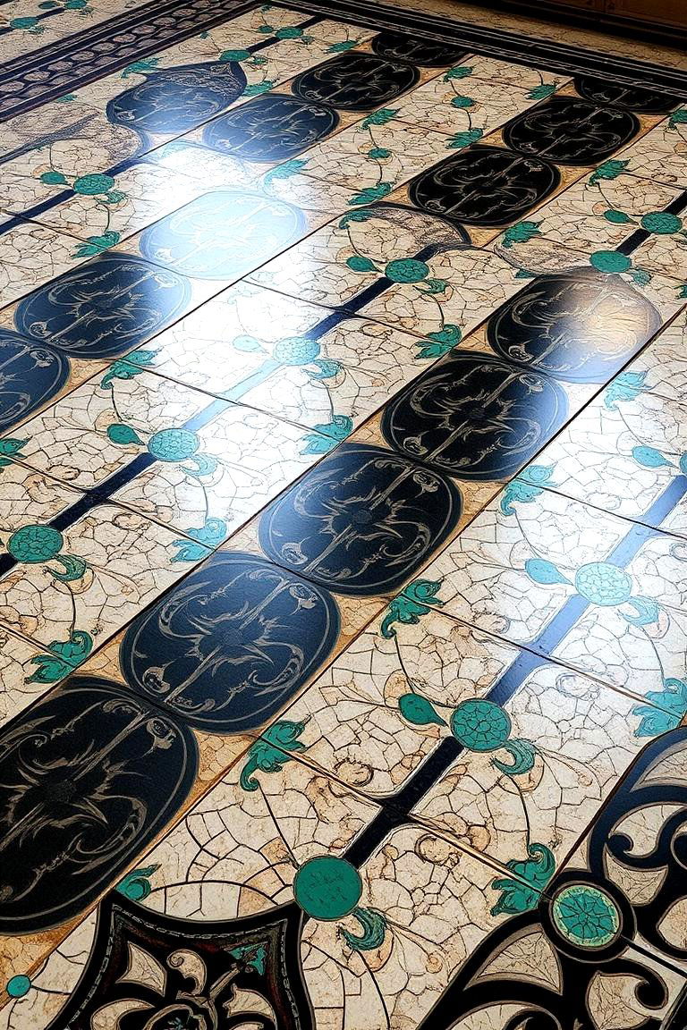 Black and Green Patterned Floor Tiles - 24 Black and Green Bathroom Ideas