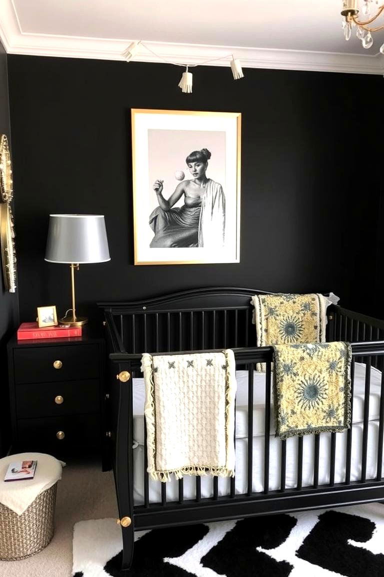 Black and Metallic Accents - 24 Black Nursery Ideas