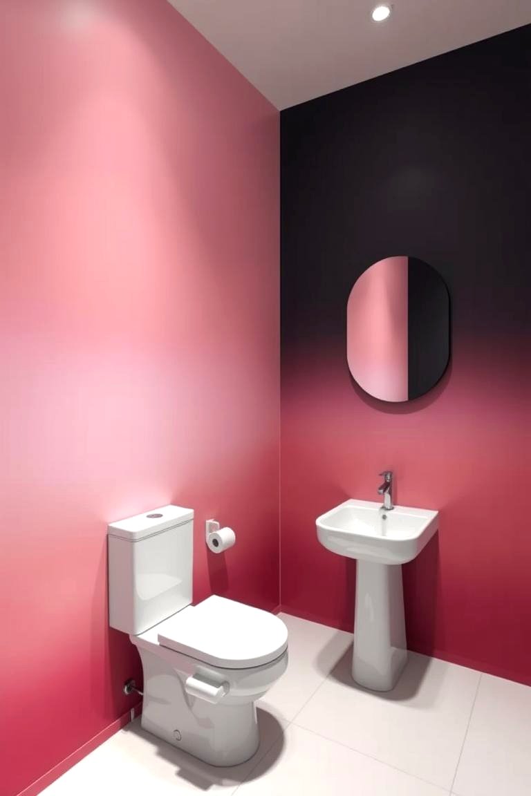 Black and Pink Ombre Walls - 24 Pink and Black Bathroom Ideas