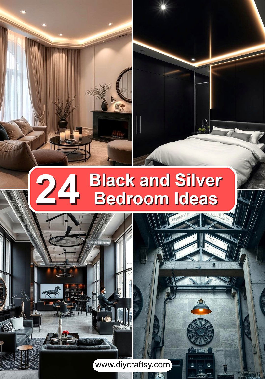 Black and Silver Bedroom Ideas