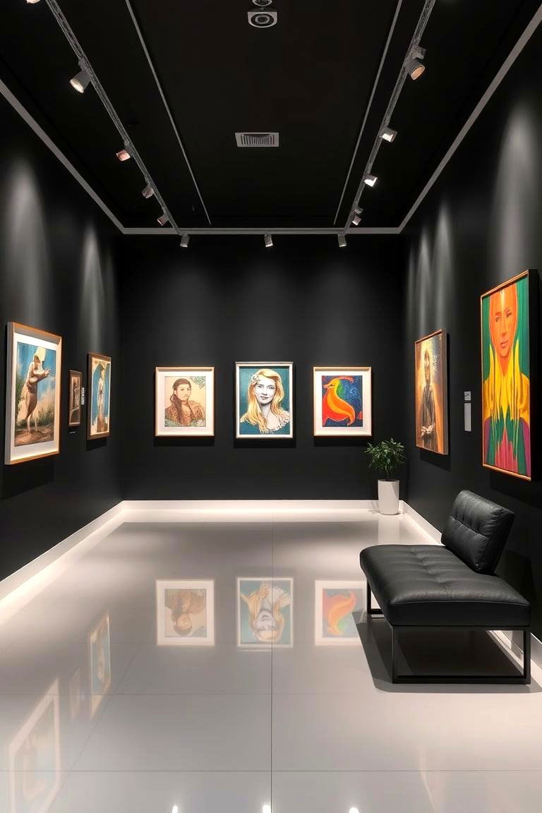 Black and White Art Gallery - 24 Black Room Ideas