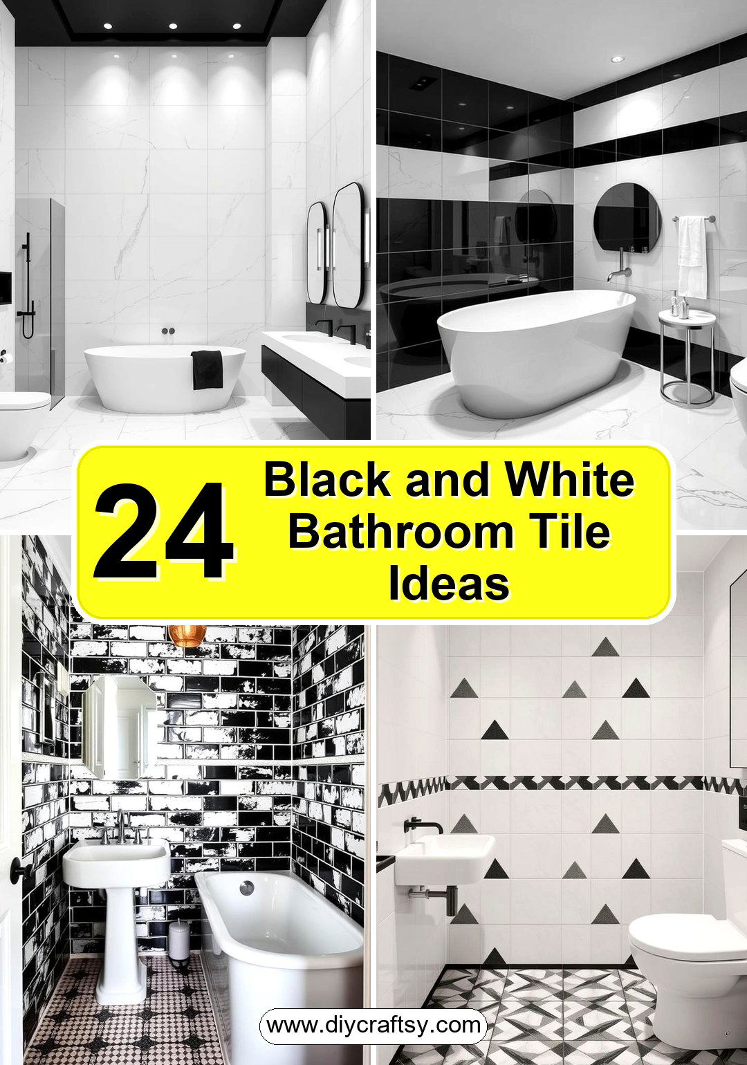 Black and White Bathroom Tile Ideas