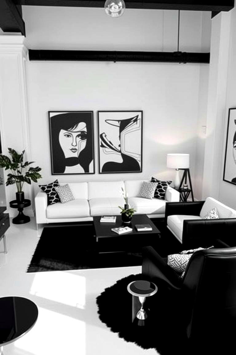 Black and White Color Scheme - 24 Loft-style Living Room Ideas