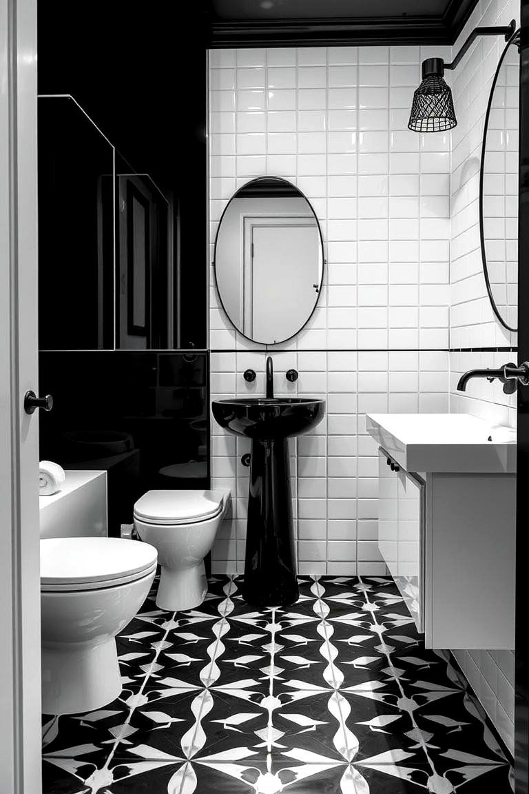 Black and White Contrast - 24 Modern Bathroom Ideas