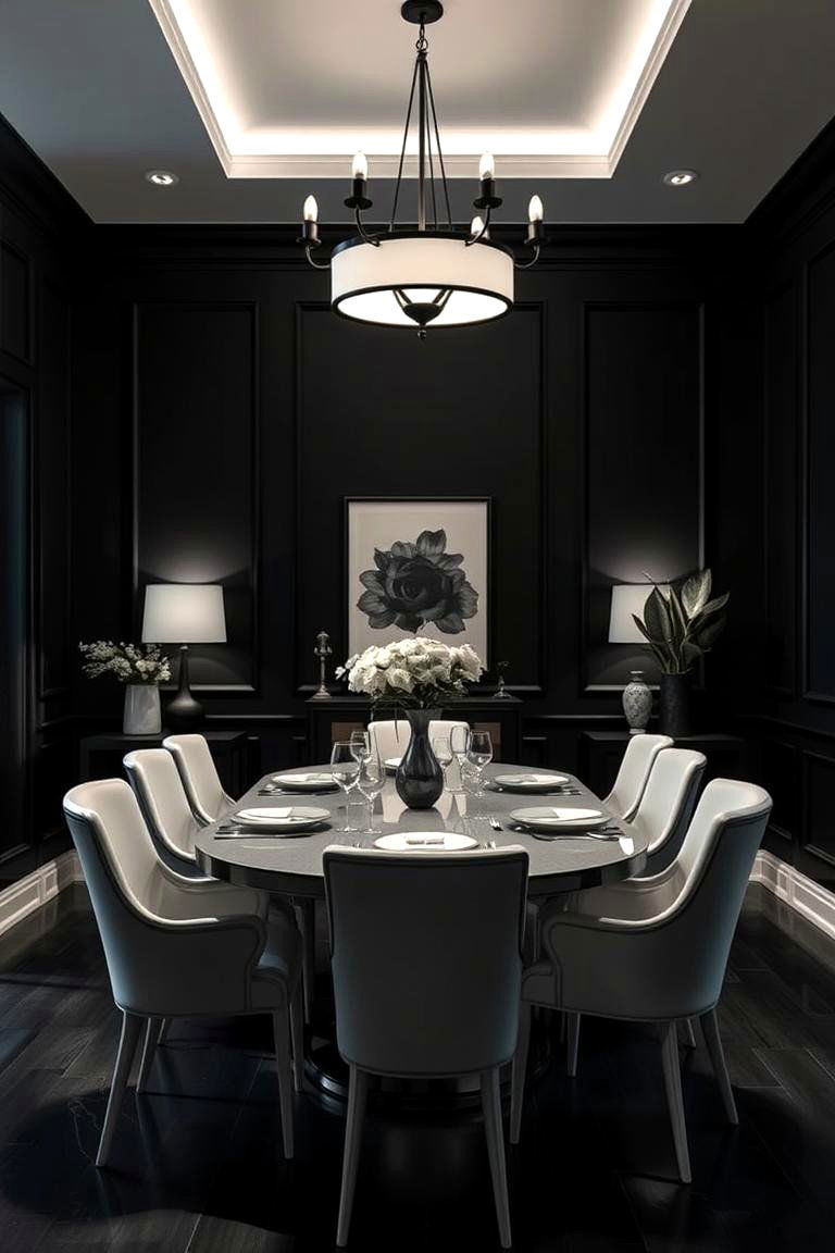 Black and White Contrast - 24 Moody Dining Room Ideas