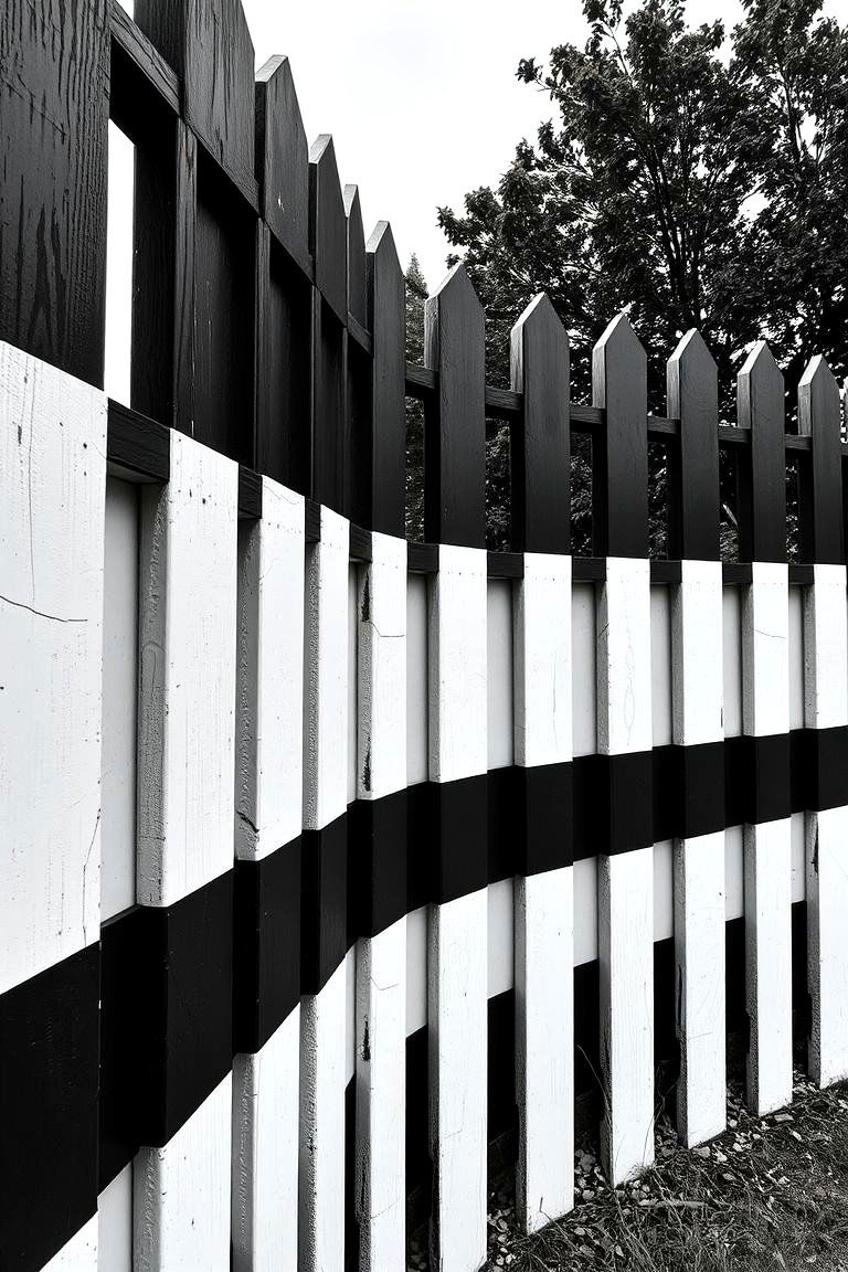 Black and White Contrast Fence - 24 Black Fence Ideas