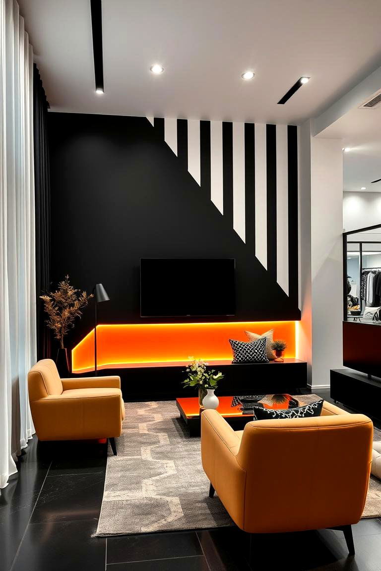 Black and White Contrast Wall - 24 Black Accent Wall Ideas