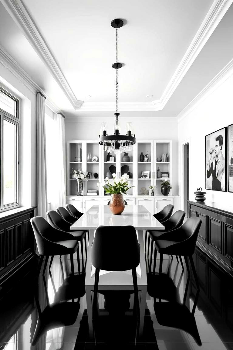 Black and White Contrast for Dramatic Impact - 24 Luxury Dining Room Ideas