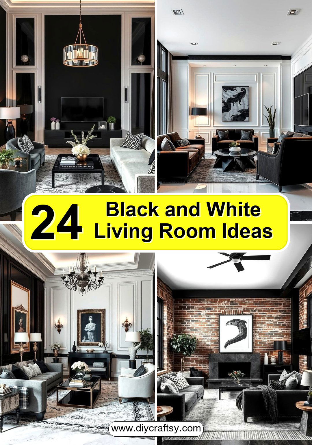 Black and White Living Room Ideas
