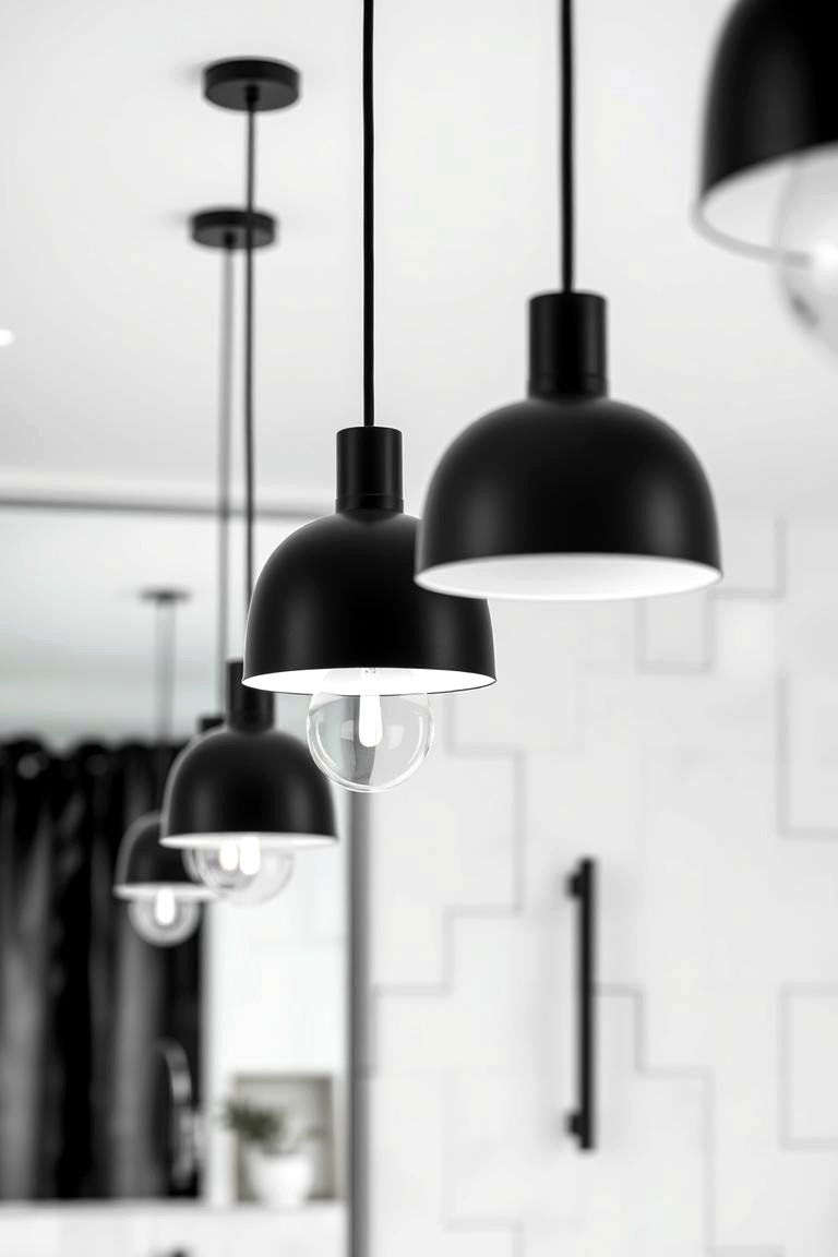 Black and White Pendants for a Timeless Contrast - 24 Bathroom Pendant Lighting Ideas