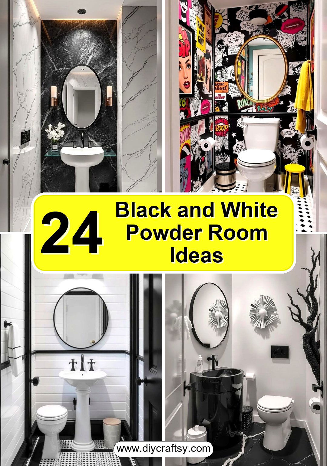 Black and White Powder Room Ideas