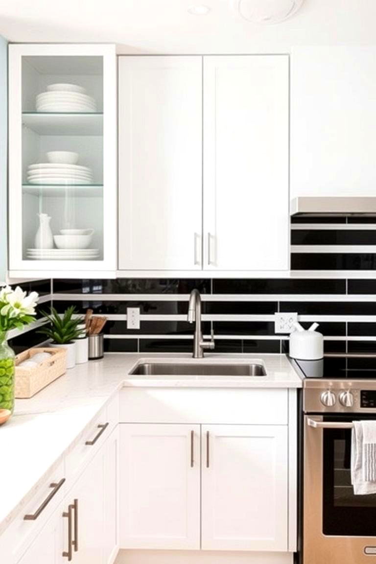 Black and White Stripes - 24 Modern Kitchen Backsplash Ideas