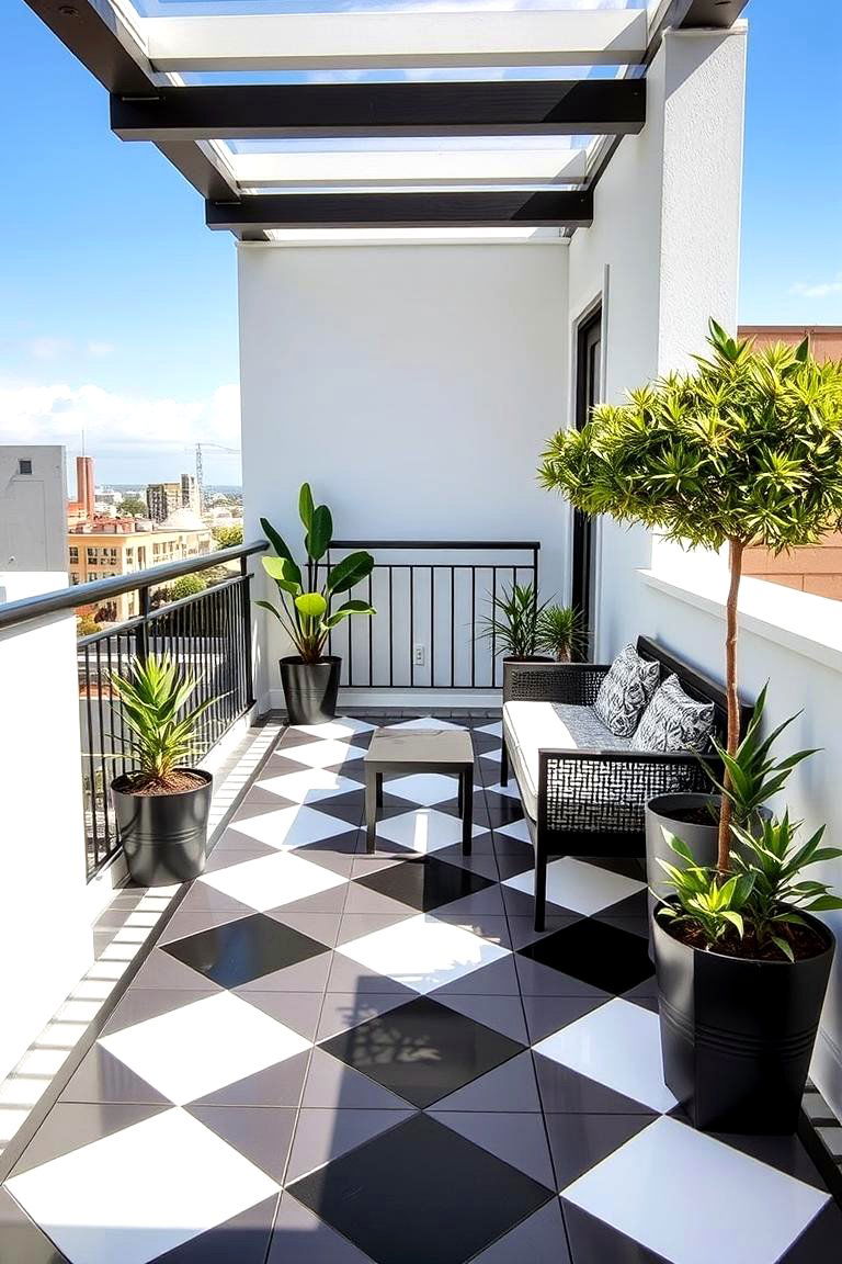 Black and White Tiles - 24 Balcony Tiles Ideas