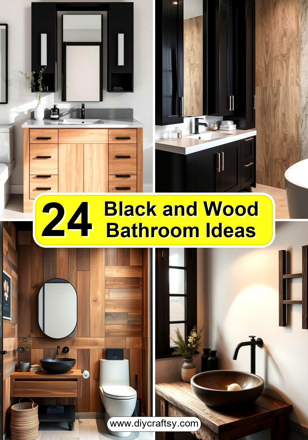 Black and Wood Bathroom Ideas