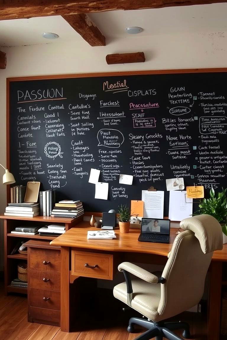 Blackboard Wall - 24 Rustic Home Office Ideas