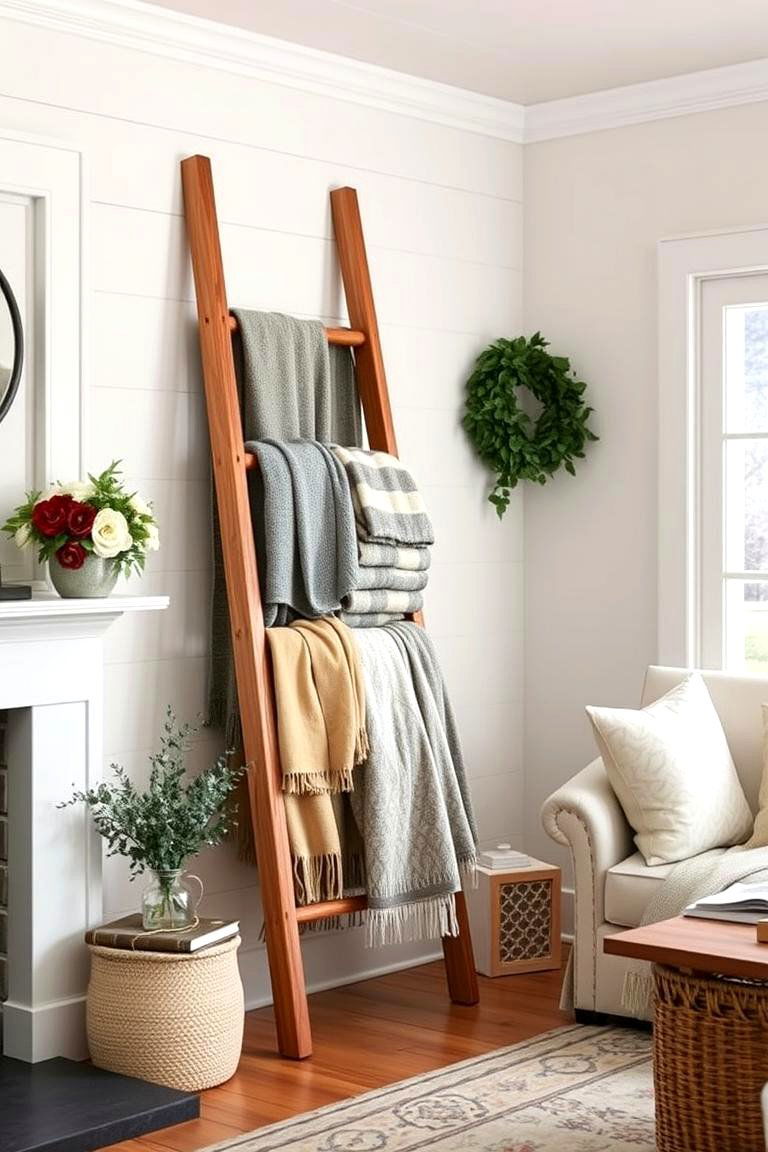 Blanket Ladders - 24 Living Room Storage Ideas