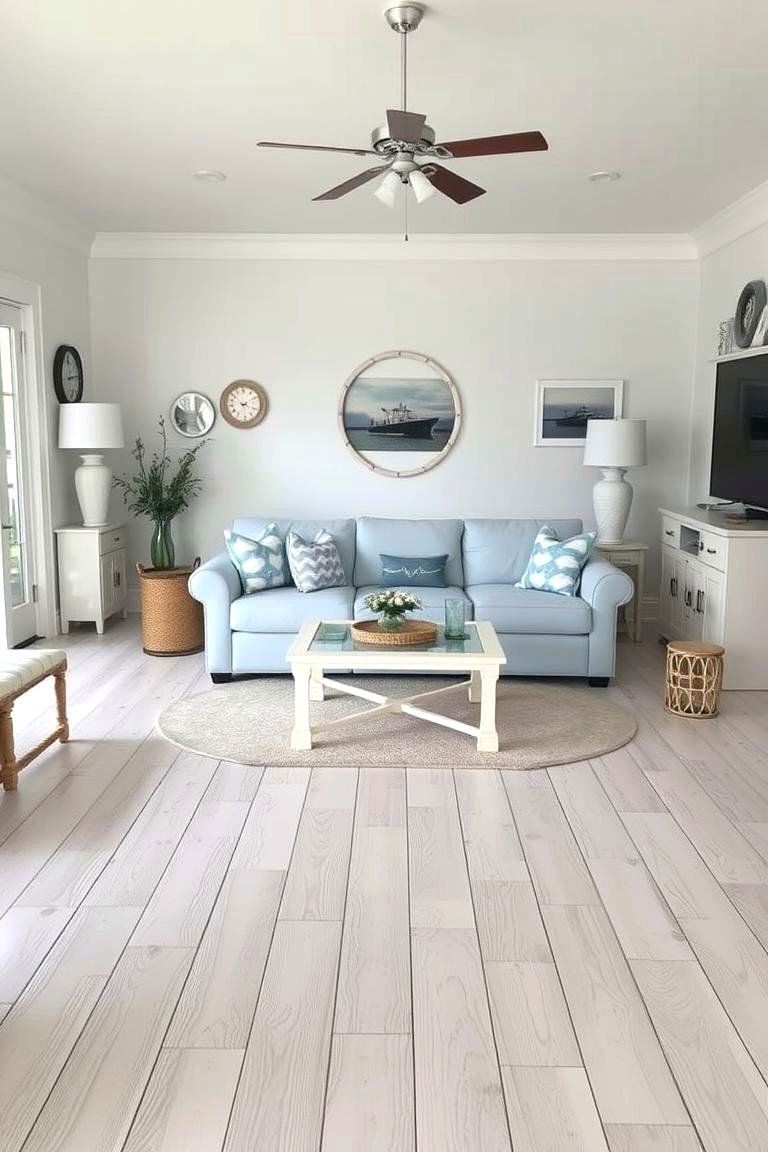 Bleached Wood for Coastal Style - 24 Living Room Wood Floor Ideas