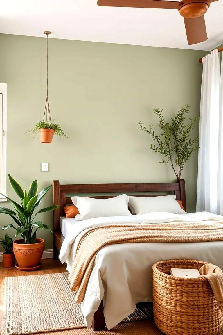Blending Sage Green with Earthy Brown Tones - 24 Sage Green Bedroom Ideas