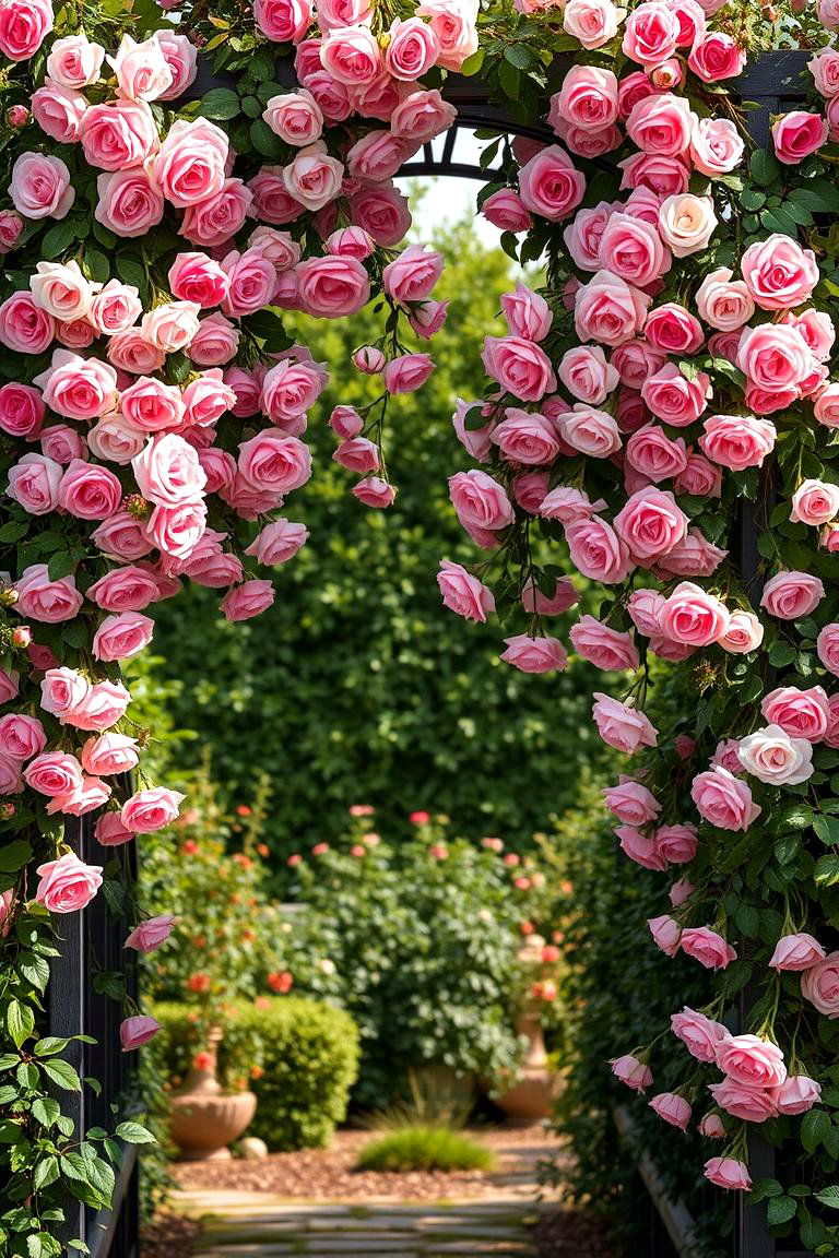 Blooming Rose Trellis Entrance - 24 Cottagecore House Exterior Ideas