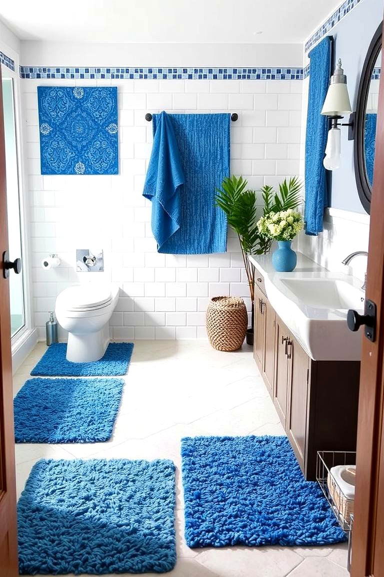 Blue Accent Rugs and Mats - 24 Blue Bathroom Ideas
