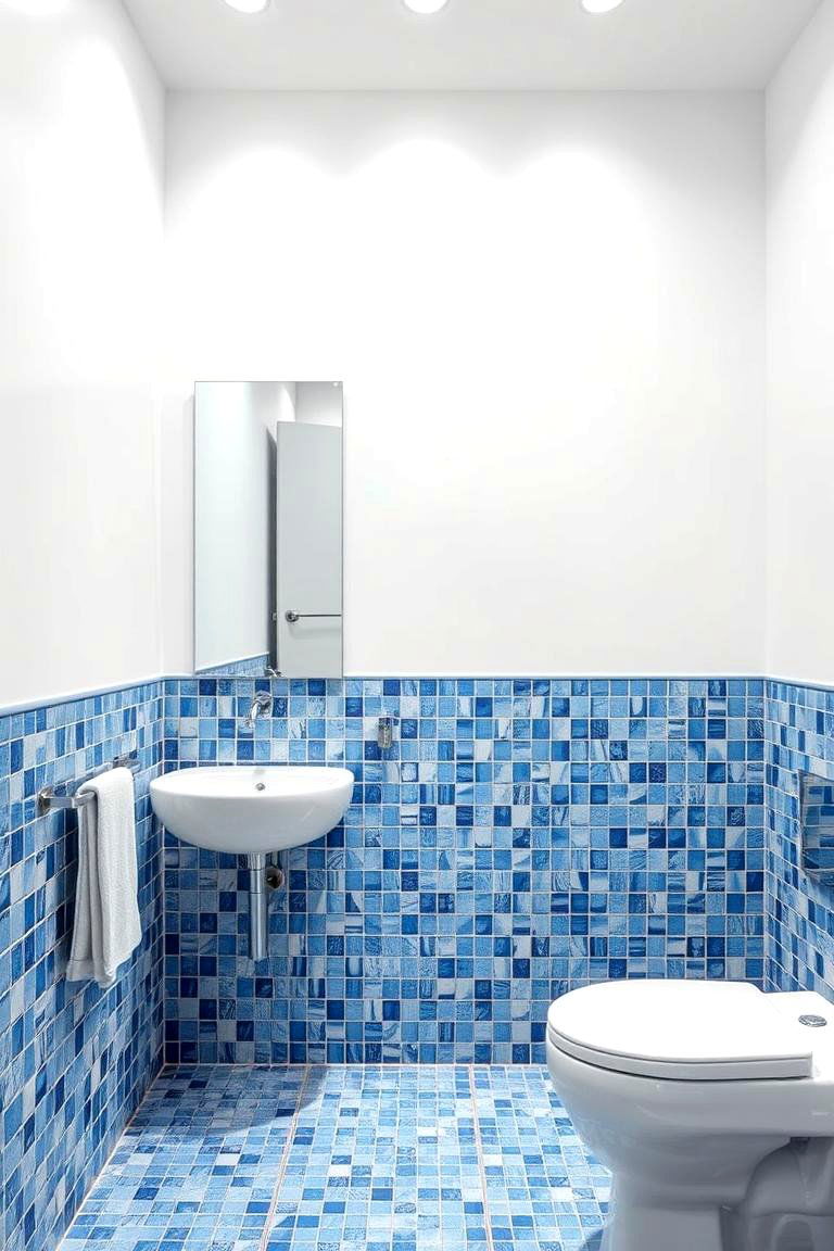 Blue Accent Tiles Bathroom - 24 Blue and White Bathroom Ideas