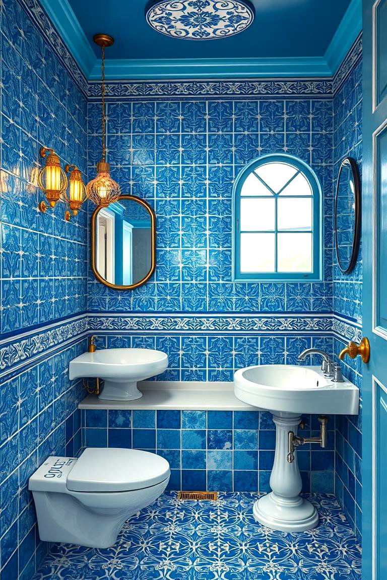 Blue Art Deco Tiles - 24 Blue Tile Bathroom Ideas