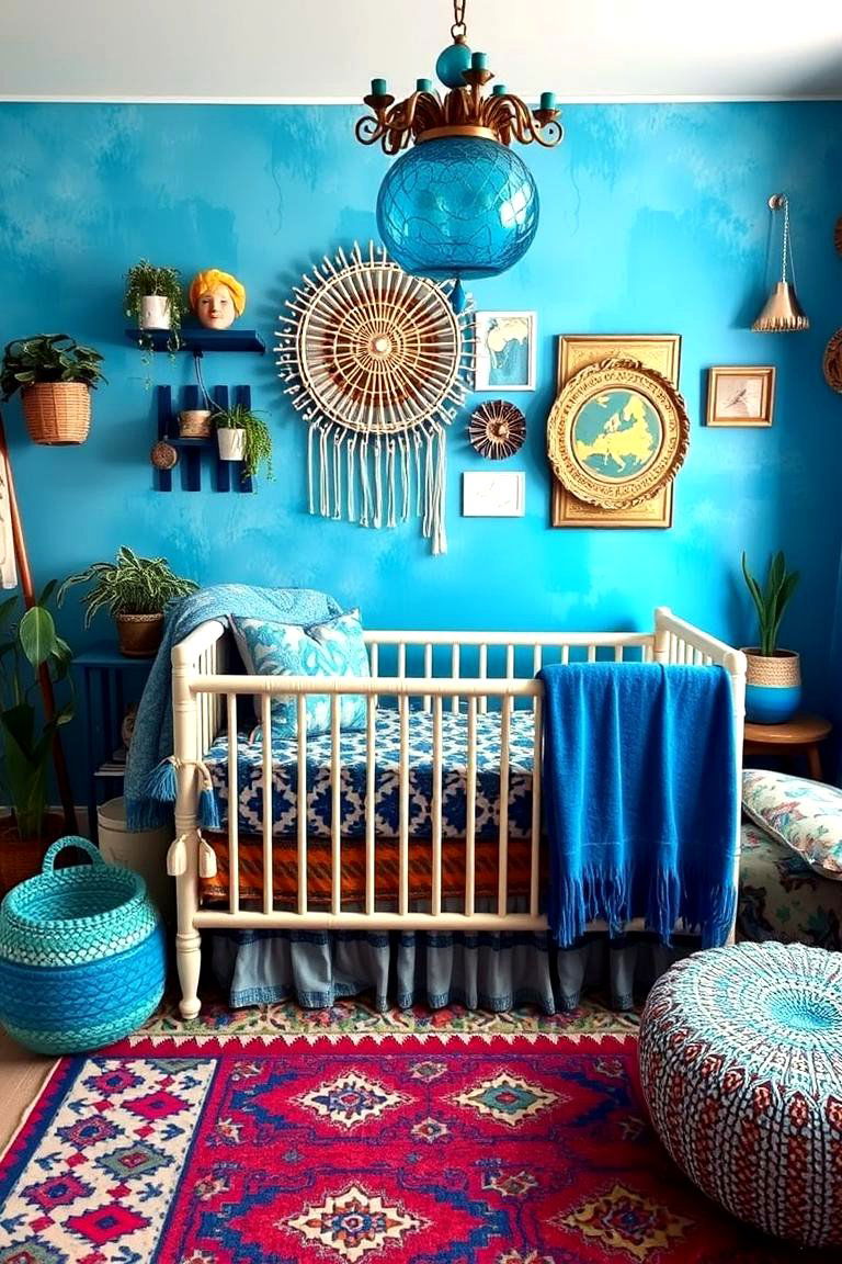 Blue Bohemian Dream Nursery - 24 Blue Nursery Ideas