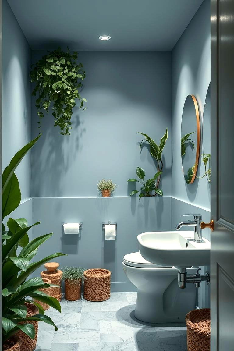 Blue Botanical Sanctuary - 24 blue powder room ideas