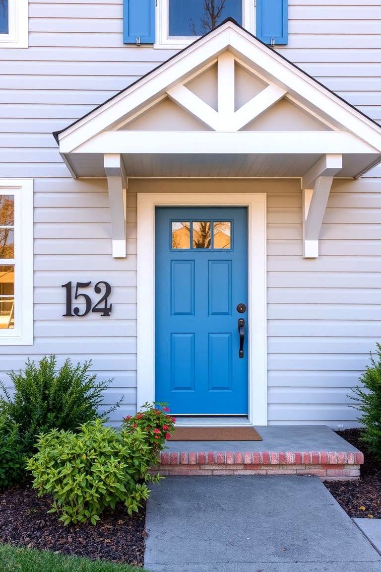 Blue Door with Unique House Numbers - 24 Grey House With Blue Door Ideas