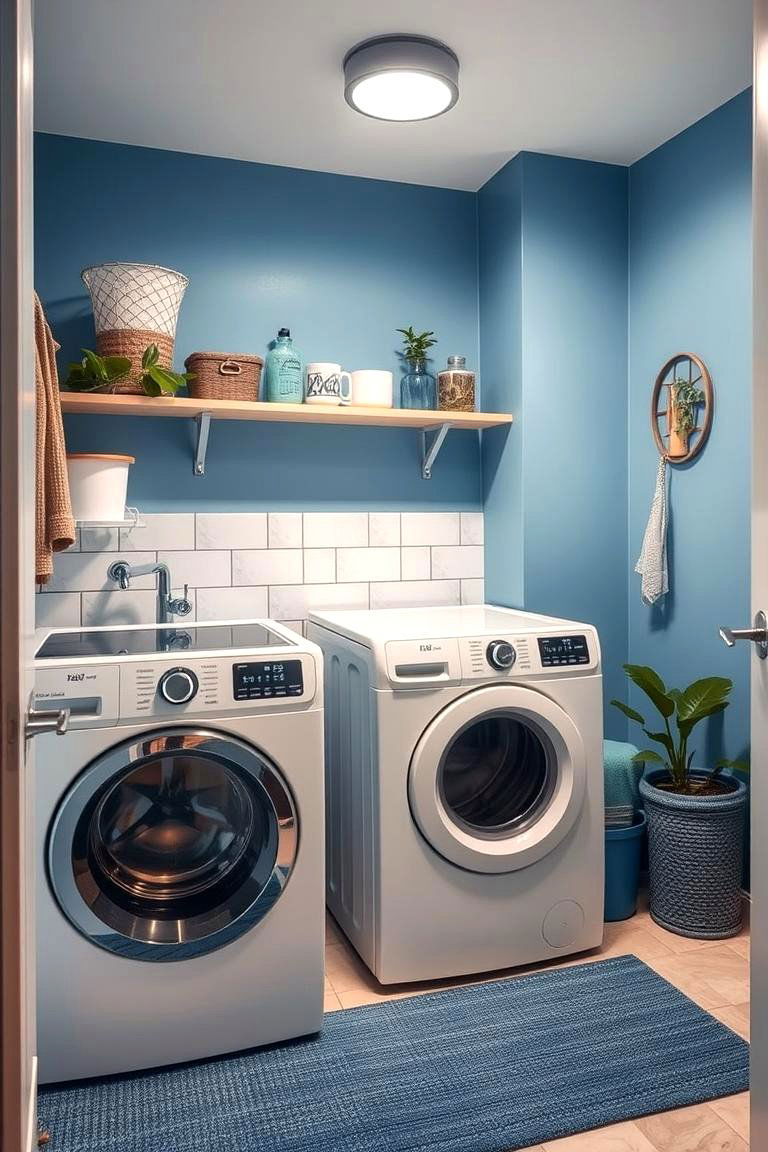 Blue Eco Friendly Touch - 24 Blue Laundry Room Ideas