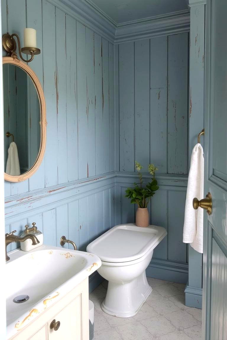 Blue Faded Distressed Finishes - 24 Blue Bathroom Ideas