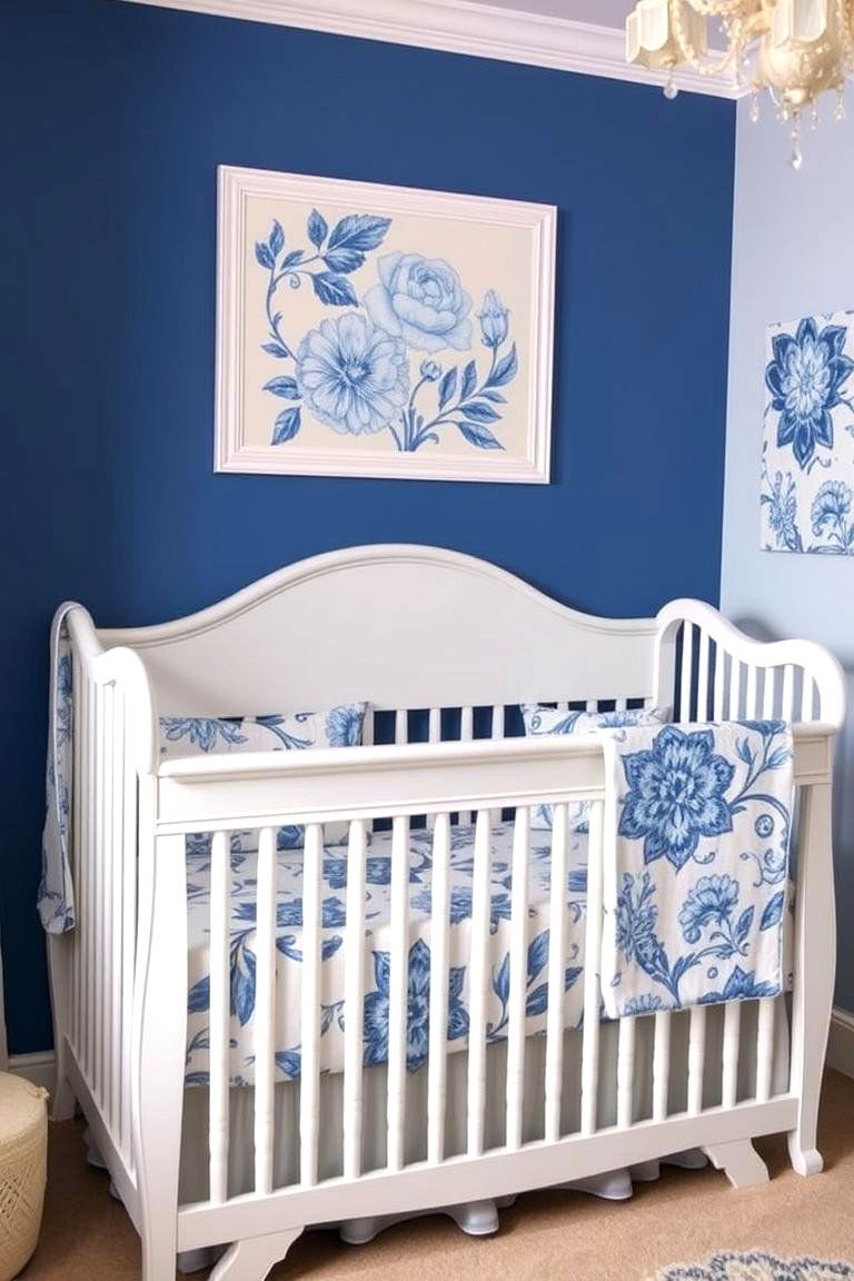 Blue Floral Pattern Accents - 24 Blue Nursery Ideas